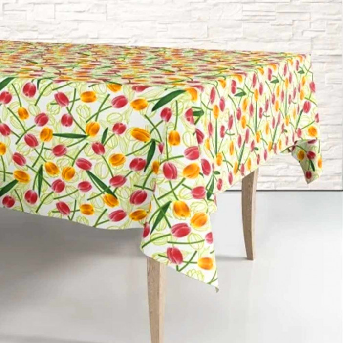 Скатерть одноразовая 120*180см Солнечные тюльпаны