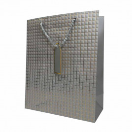 Пакет ЛЮКС Золотые квадратики с тиснением размер 26*32*12см