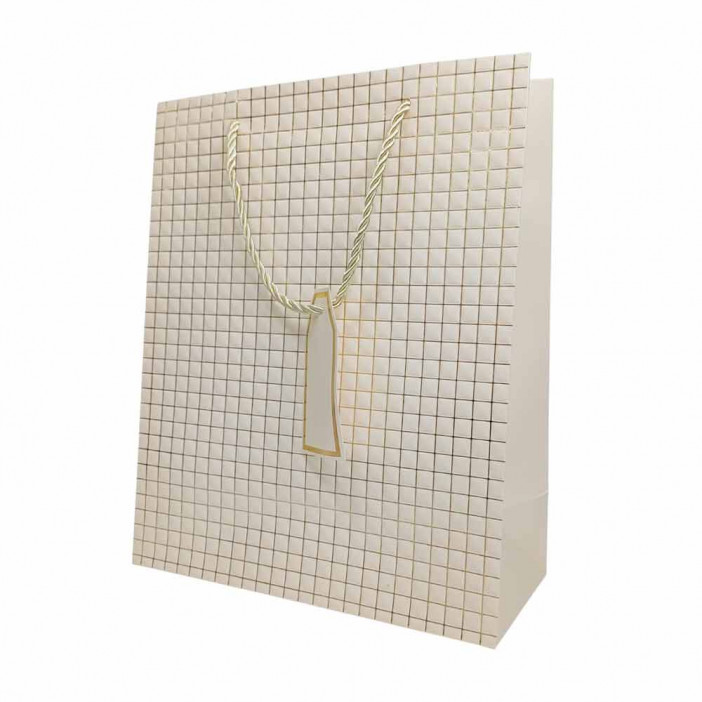 Пакет ЛЮКС Золотые квадратики с тиснением размер 26*32*12см