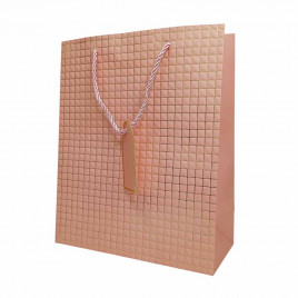 Пакет ЛЮКС Золотые квадратики с тиснением размер 26*32*12см