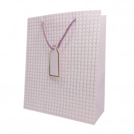 Пакет ЛЮКС Золотые квадратики с тиснением размер 26*32*12см