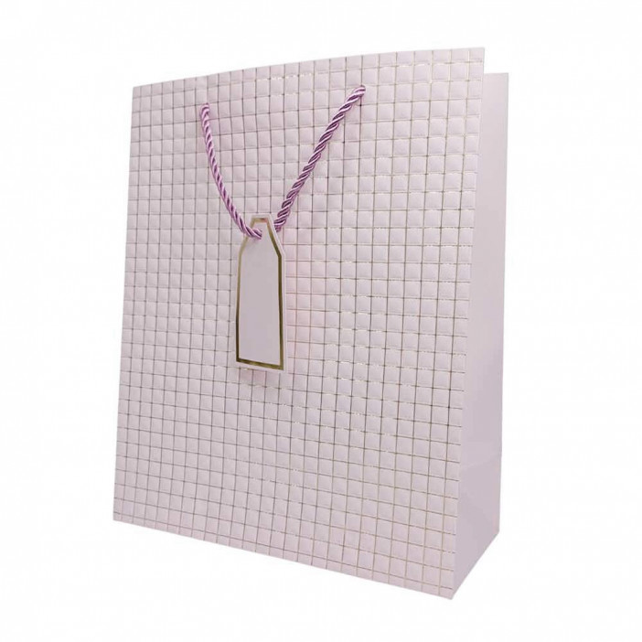 Пакет ЛЮКС Золотые квадратики с тиснением размер 26*32*12см