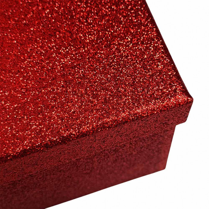 Коробка прямоугольная Красные блестки в 10-ти размерах