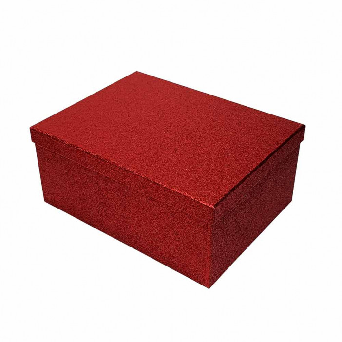 Коробка прямоугольная Красные блестки в 10-ти размерах