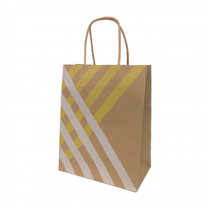 Пакет крафт Полосы с крученой ручкой размер 18*23*10см