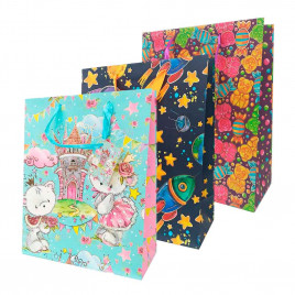 Пакет ЛЮКС Детский с золотом размер 31*44*19см 