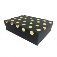 Коробка прямоугольная Золотой горох черная в 5-ти размерах