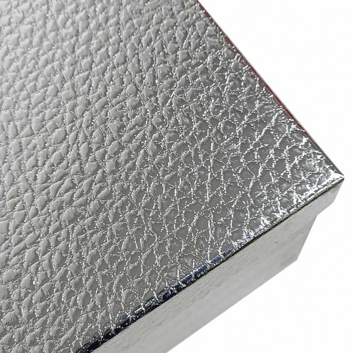 Коробка прямоугольная Под кожу серебро в 12-ти размерах