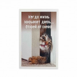 Мини-открытка Котики Когда жизнь закрывает дверь 5,5*8см