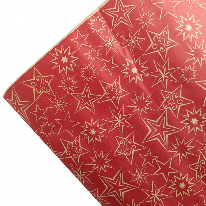 Бумага крафт в рулоне Звезды ягодный пунш размер 70см*10м