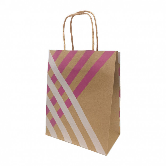 Пакет крафт Полосы с крученой ручкой размер 25*31*11см