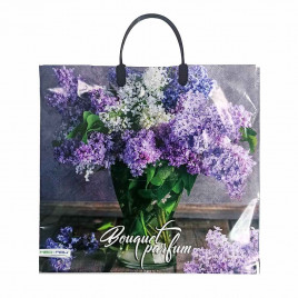 Пакет с пластмассовыми ручками 36*40см Букет сирени 10шт