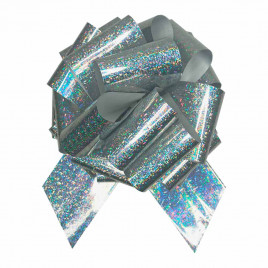 Бант-шар Гигант голография белый размер 10см