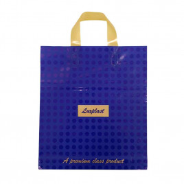 Пакет с петлевой ручкой Горох синий 31*35см 95мкм 50шт