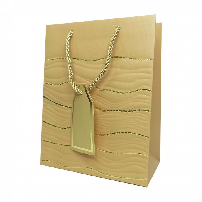 Пакет ЛЮКС Волна с золотым тиснением размер 18*23*10см