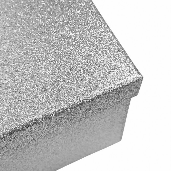 Коробка прямоугольная Серебряные блестки в 10-ти размерах