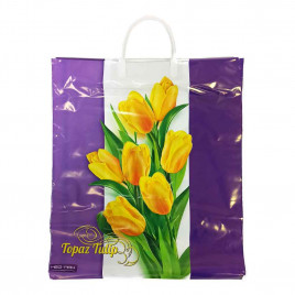 Пакет с пластмассовыми ручками 40*44см Желтые тюльпаны 10шт