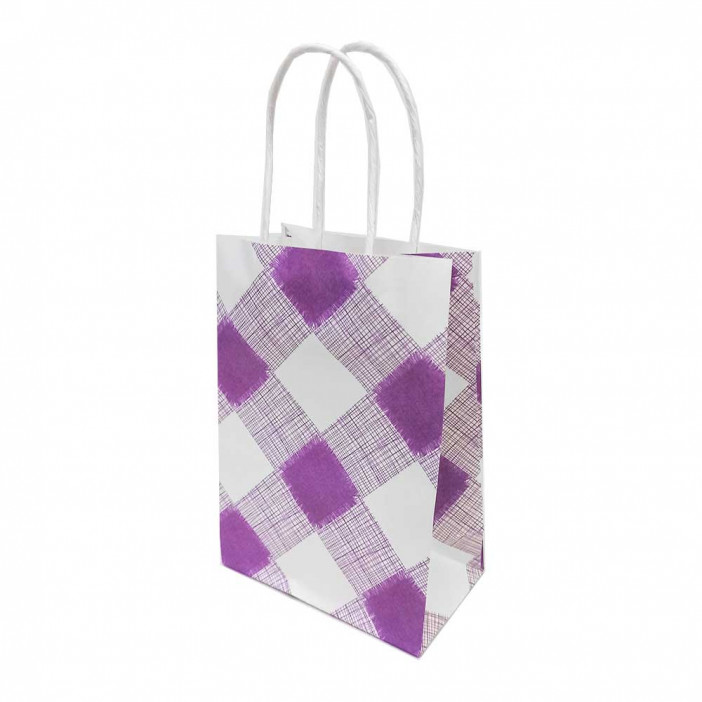 Пакет крафт Клетка с крученой ручкой размер 25*31*11см