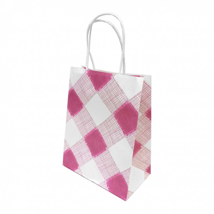 Пакет крафт Клетка с крученой ручкой размер 25*31*11см