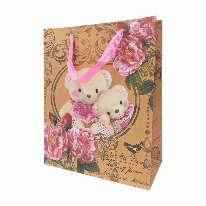 Пакет крафт Медведи размер 26*32*12см