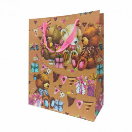 Пакет крафт Медведи размер 26*32*12см