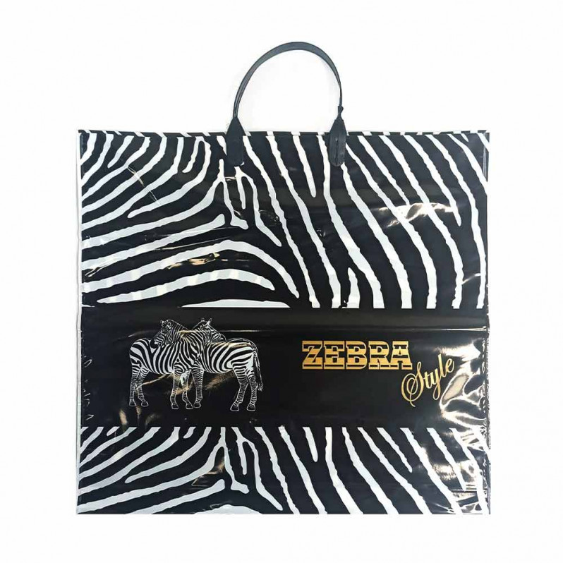Пакет с пластмассовыми ручками 36*40см Зебра 10шт