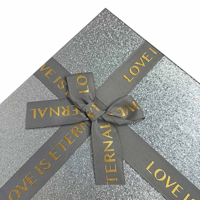 Коробка прямоугольная Глиттер серебро в 2-х размерах