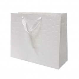 Пакет ЛЮКС Кожа белая лак размер 32*26*12см