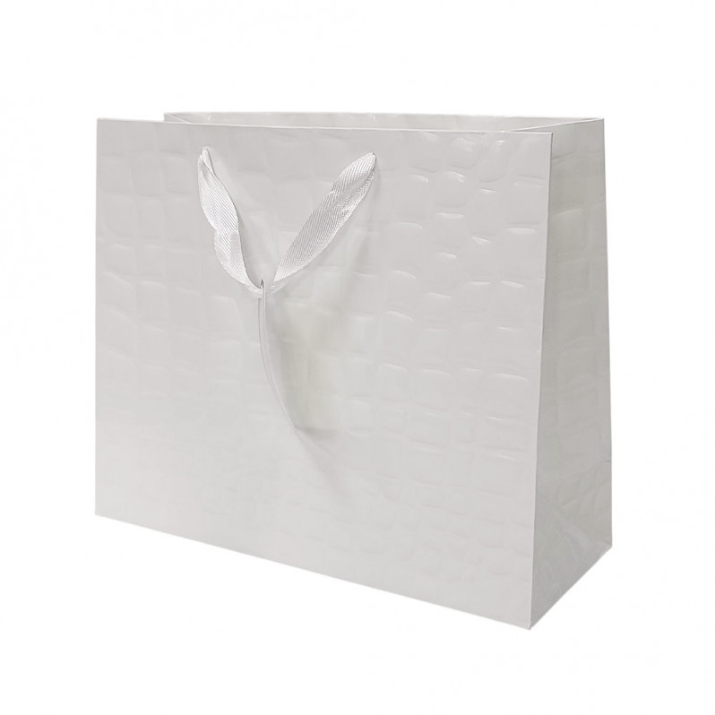 Пакет ЛЮКС Кожа белая лак размер 32*26*12см