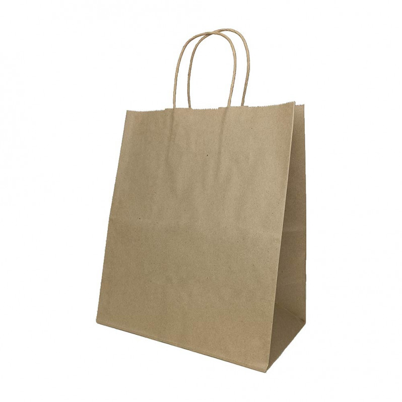 Пакет бумажный крафт с крученой ручкой 70г/м2 размер 24*28*14см уп 10шт