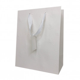 Пакет ЛЮКС Розы на белом с тиснением размер 18*23*10см