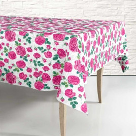Скатерть одноразовая 120*180см Розовые розы