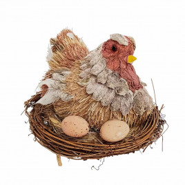 Курица-несушка плетеная соломенная H-17см