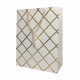 Пакет ЛЮКС Ромб с золотым тиснением размер 26*33,5*12см