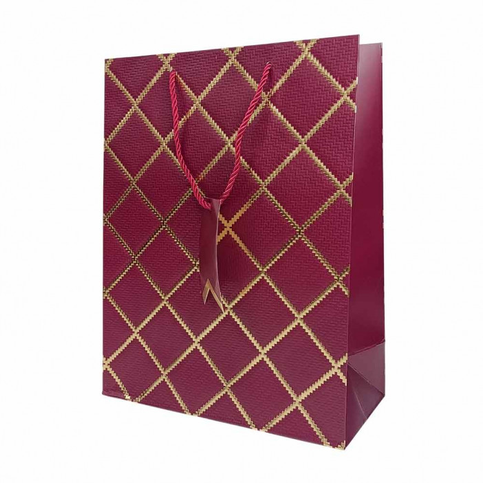 Пакет ЛЮКС Ромб с золотым тиснением размер 26*33,5*12см