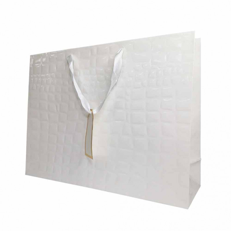 Пакет ЛЮКС Кожа белая лак размер 40*30*12см