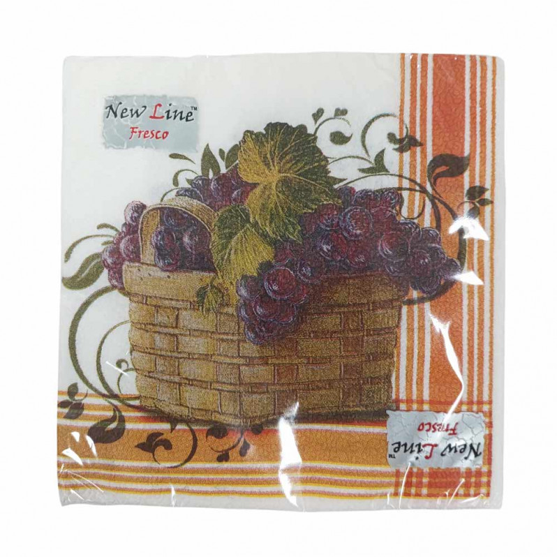 Салфетки бумажные с рисунком Виноград 33*33см 2-х слойные 20шт