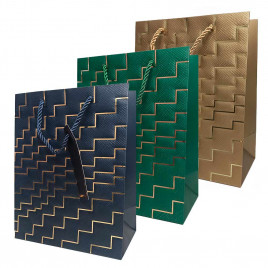 Пакет ЛЮКС Золотые ступеньки с тиснением размер 18*23*10см