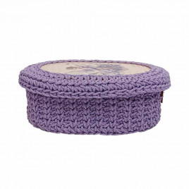 Шкатулка вязаная овальная лавандовая размер 21*16*7см