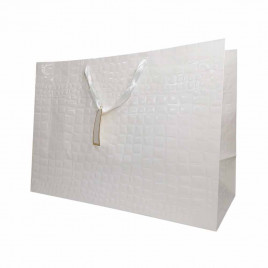 Пакет ЛЮКС Кожа белая лак размер 54*38*23см