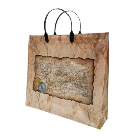 Сумка с пластмассовыми ручками многослойная с карманами Крафт 37*34см