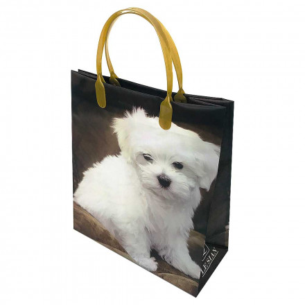 Пакет сумка размер 23*26см Белый щенок