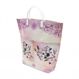 Сумка с пластмассовыми ручками многослойная с карманами Магнолия 37*37см