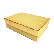 Коробка прямоугольная Мелкий горошек с золотом крафт в 3-х размерах
