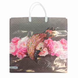 Пакет с пластмассовыми ручками 36*40см Фламинго 10шт