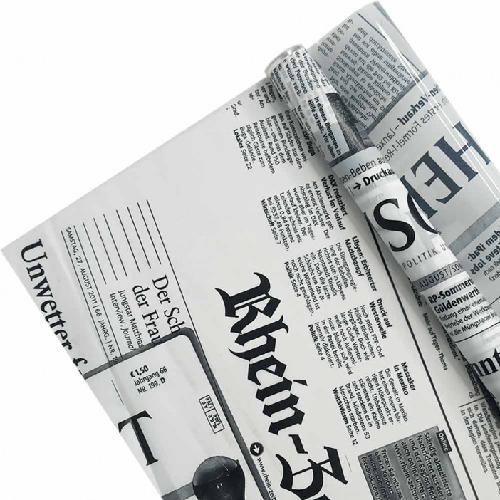 Пленка в рулоне с рисунком Газета черно-белая размер 70см