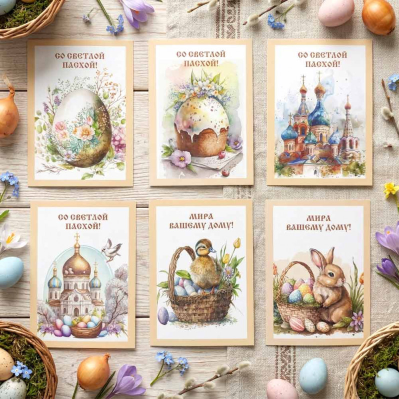 Мини-открытка Пасха ассорти 7*10см арт 03