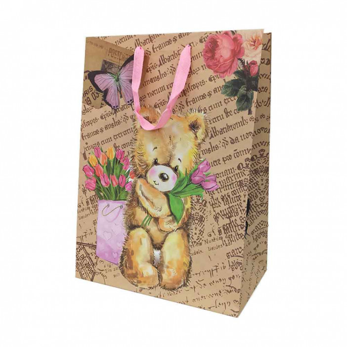 Пакет крафт Мишки размер 31*43*19см