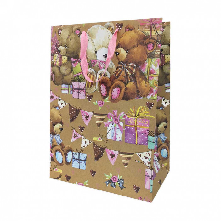 Пакет крафт Мишки размер 31*43*19см