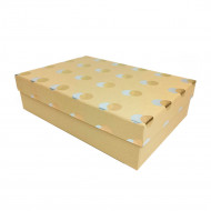 Коробка прямоугольная Двойной горох с золотом крафт в 7-ми размерах